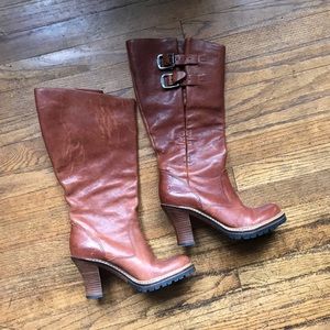 Brown Frye Leather Heel Boots Size 6